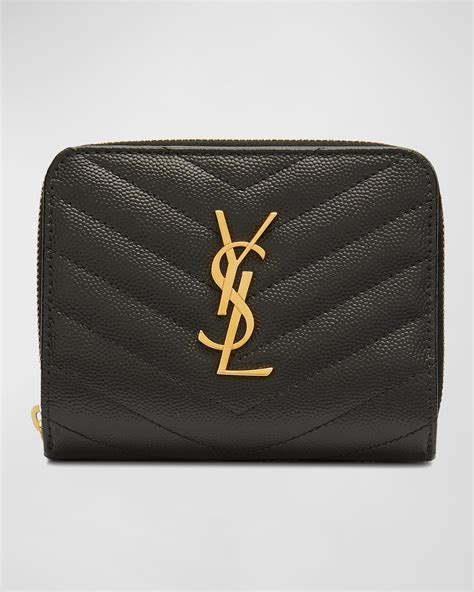 ysl black and gold wallet|ysl zipper wallet.